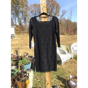 Vtg Diane von Furstenberg black lace mini dress 12 witchy romantic wedding goth